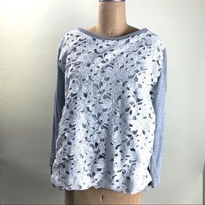 1X lace overlay sweater